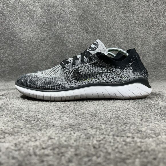 Nike Free RN Flyknit 2018 942838-101 Men's Sz 12 Black White Oreo Running Shoes - Picture 6 of 12